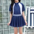 thumbnail image 4 of Spazoro Kids Girls Swimsuits, Skirt Style Fashionable Zipper 2PC Breathable Quick Drying Beach Swimming Pool Swimsuit for Chid Girls Navy Size 9 T, 4 of 9