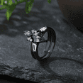 thumbnail image 3 of Vintage Black Rutilated Quartz Engagement Ring Set in 14K Black Gold Vermeil- Kite Cut Promise Ring for Women- Unique Bridal Wedding Ring Set, 3 of 7