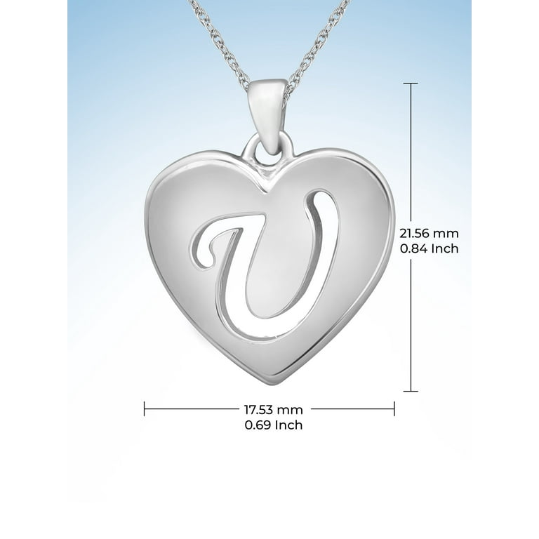 Letter U Alphabet Charm, Sterling silver