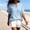 #0322-Light Blue, variant on Linen Tops Women Short Sleeve Ruffle Round Neck Loose Fit Casual Summer Solid Color Breathable Blouse