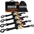 thumbnail image 1 of Haccoplanet - Juego De 4 Correas De Amarre Retráctiles Con Trinquete De 1 Pulgada - 1500 Libras De Resistencia Máxima A La Rotura, Amarres Autorretráctiles Con Ganchos En S Recubiertos Para Carga De M, 1 of 5