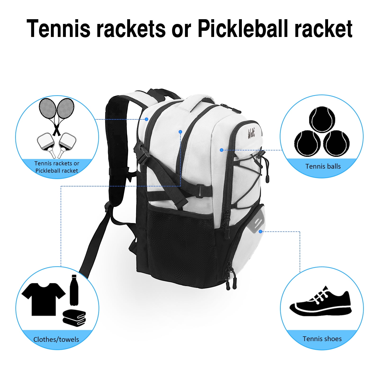 WOLT | Professional Tennis Backpack for Men & Women - 2 Racket Holder with Ventilated Shoe Compartment, Beige 34L Sports Bag​