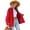 Deep Red, variant on LYMAYTER Women Versatile Outerwear Raw Edge Washed Mid-Length Denim Jacket Solid Color Long Sleeves Jeans Jacket S-XL