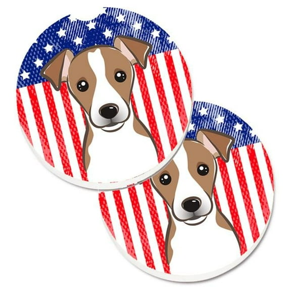 American Flag & Jack Russell Terrier Set of 2 Cup Holder Car Coaster