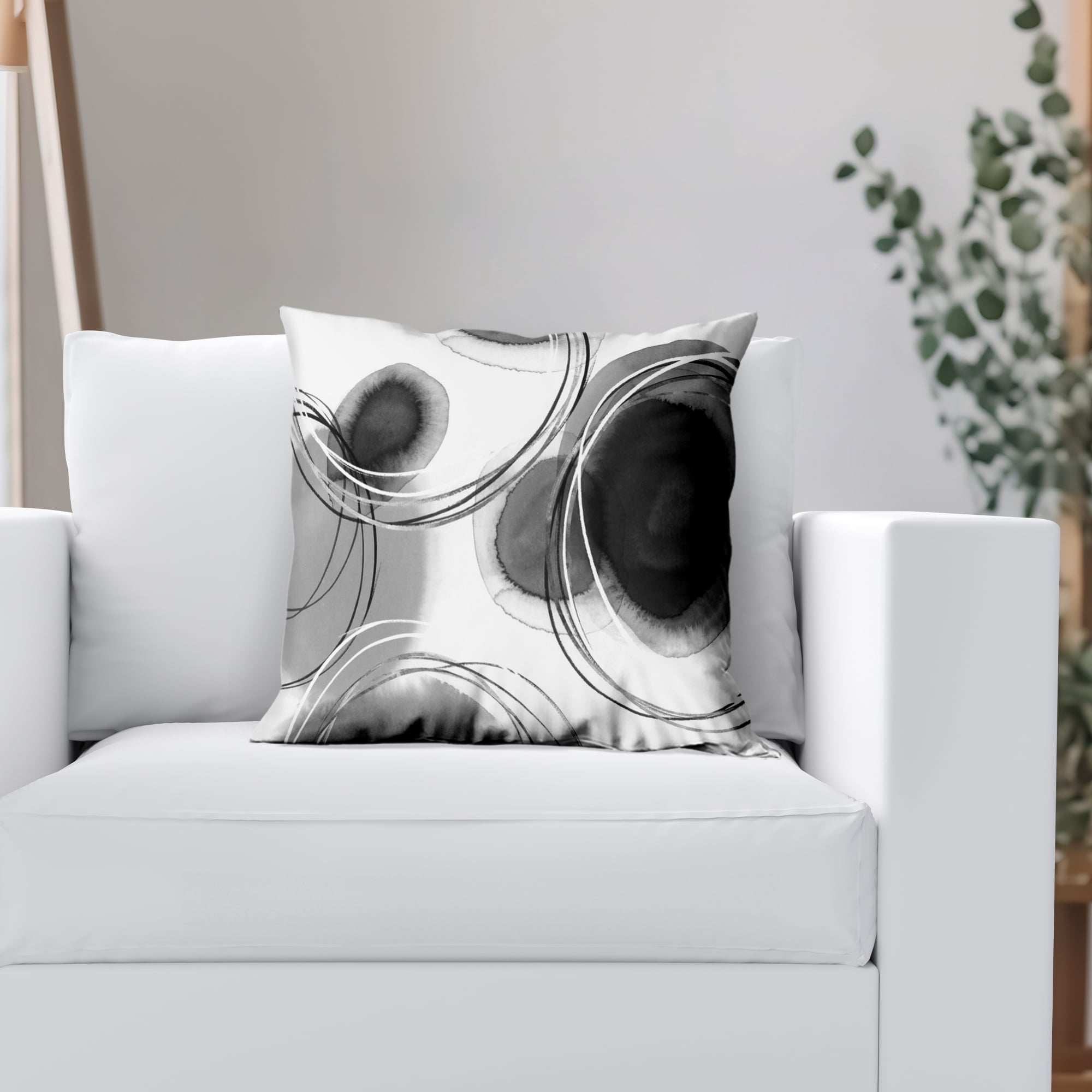 Americanflat 18"x18" Abstract Throw Pillow with Premium Polyester - Black and White