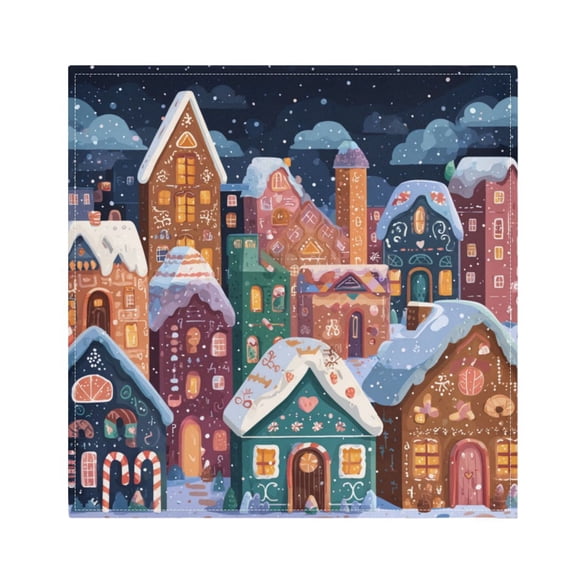 1 Pack 20'' x20" Satin Table Napkins Dinner Napkins for wedding Party Decoration events Cartoon Colorful House