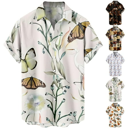 

Youth Adult Short Sleeve Button Down Hawaii Shirts Tropical Holiday Costume For Men