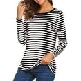 thumbnail image 4 of Arlun Womens T Shirts Classic Black White Striped Long Sleeve Crew Neck Tops Casual Loose Fit Comfy Lightweight Basic Pullovers Tee Shirts black S, 4 of 7