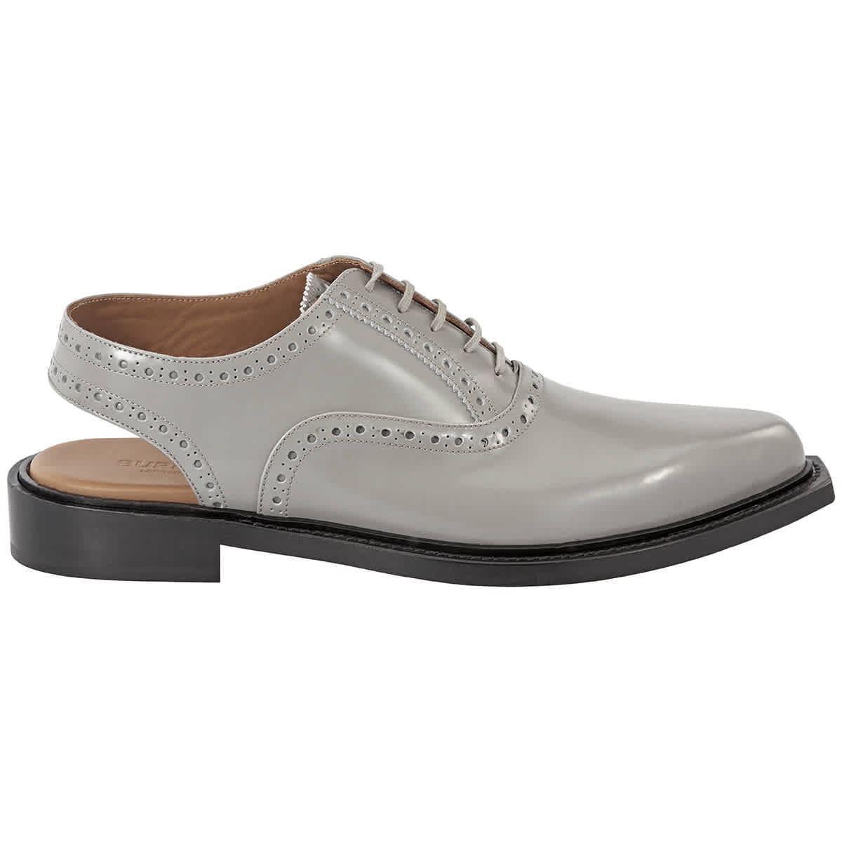 Burberry Cloud Grey Leather Slingback Oxford Brogue Shoes