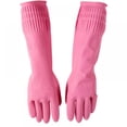 thumbnail image 2 of 3 Pairs Pink Cleaning Dish Gloves,Professional Natural Rubber Latex Dishwashing Gloves,Reusable Kitchen Dishwasher Gloves Non Slip Reuable Household Gloves, 2 of 4