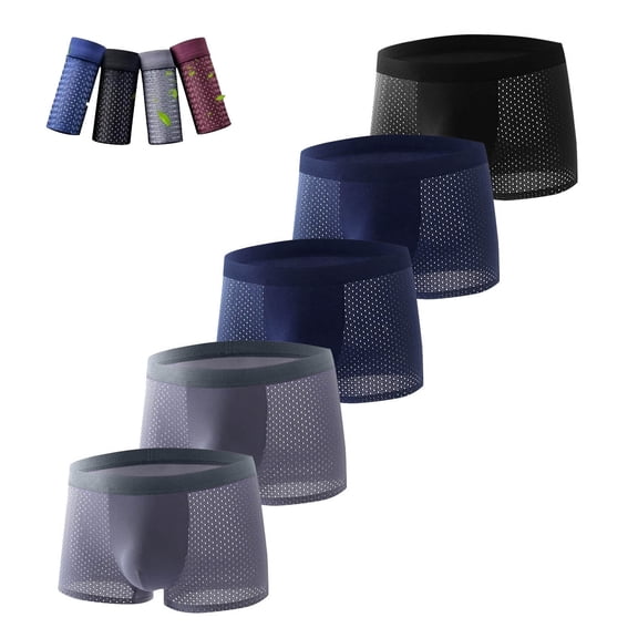 YSUEJPF 5 Pack Mens Boxers Front Pouch Mesh Breathable Underwear Full Coverage Moisture Wicking Boxer Briefs (Available in Big & Tall)