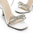 thumbnail image 5 of BURUDANI Women's Double Bowknots Crystal Sandals Clear Slingback Heels Square Toe, 5 of 9