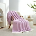 thumbnail image 3 of Snuggle Sac Heather Lilac Throw Blanket for Couch, Ultra Soft Microfiber Knitted Blanket Cozy Warm Blankets, Lilac, 50x60 inches, 3 of 6