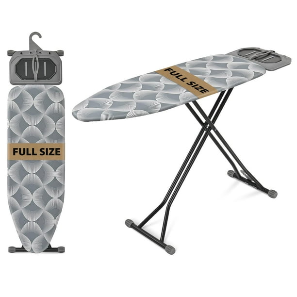 Tabla de planchar KINGBOARD de tamaño completo con soporte para plancha de 15 x 45 cm, color gris