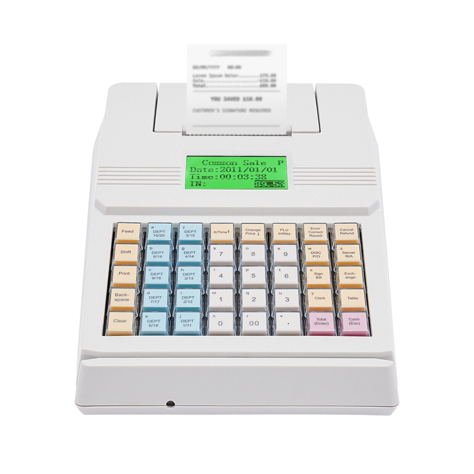 Compact & Durable Cash Register with 40 Keys, 10,000 PLU, 128x64 LCD Display, for Retail, Supermarket, and Restaurant