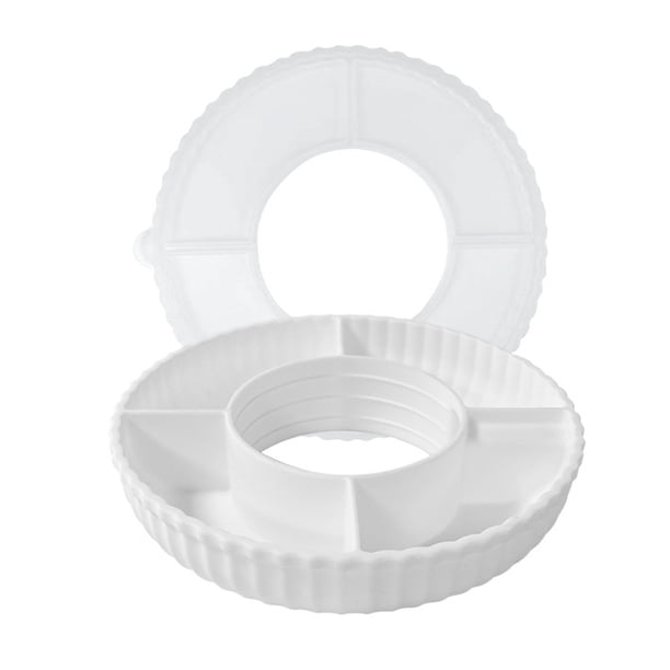 Naiovety Bandeja reutilizable para refrigerios con tapa, resistente al polvo, cubierta y dividida de silicona. Mostrada blanco