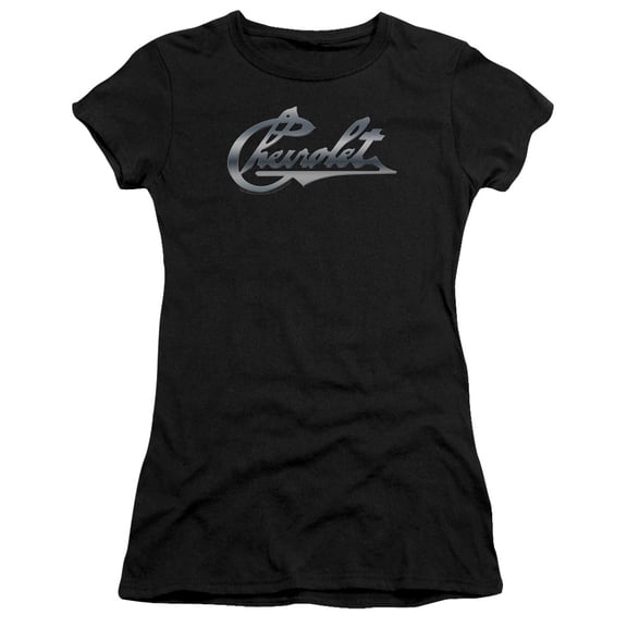 Chevrolet Chrome Vintage Chevy Bowtie S/S Junior Women's T-Shirt Sheer Black