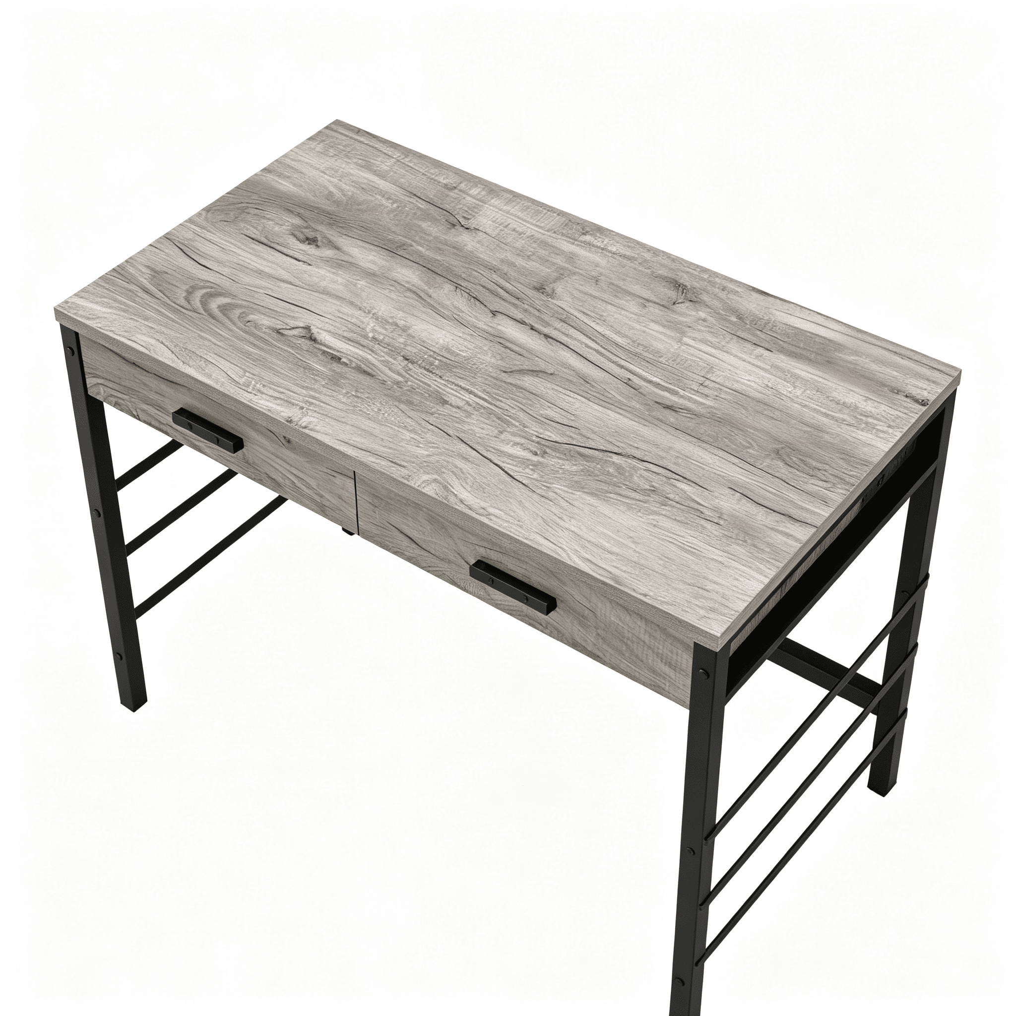 Writing Desk with 2 Drawers and USB Ports, 42 in Home Office Computer Desk, Metal Ladder Base, 30 in Tall