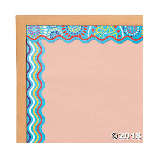 DoubleSided Bulletin Board Borders Scalloped Edge Moroccan Turquoise