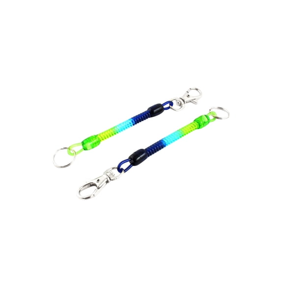 Unique Bargains 2 Pcs Plastic 6" Length Swivel Clips Coiled Strap Lanyard Keychain Tri-color
