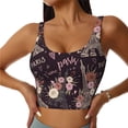 thumbnail image 2 of Haiem Romantic Paris Pattern Womens Sports Bra - U Neck Padded Low Impact Yoga Bra Workout Crop Top Gym Moisture-Wicking Workout Vest -Large, 2 of 9