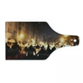 thumbnail image 1 of Zombie Cutting Board, Burning Town Urban Chaos with Human Silhouettes in Street Pattern Print, Tempered Glass Cutting and Serving Board, Wine Bottle Shape, Amber Mauve Seal Brown, by Ambesonne, 1 of 1