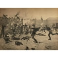 thumbnail image 2 of Charles Schreyvogel 24x19 Gold Ornate Framed and Double Matted Museum Art Print Titled - Defending the Stockade (1900), 2 of 4