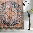 thumbnail image 2 of Vintage Ethnic Style Orange Floral Fabric Shower Curtain Medieval Turkish Texture Washable Shower Curtains for Bathroom, Waterproof Bath Curtain with Hooks Home Decor 72x72in, 2 of 8
