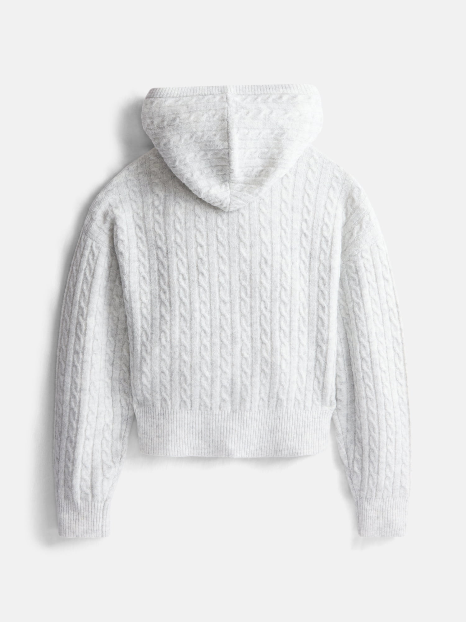 Weekend Academy Girls Full Zip Cable Knit Hoodie with Long Sleeves, Sizes 4-18