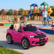 Dodge Electric Ride on Cars for Kids, 24V Licensed Dodge Durango Powered Ride on Toy with Parent Remote Control, Electric Car Vehicle for Girls 3-6 w/Music Player/LED Light/Safety Belt, Pink