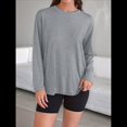 thumbnail image 4 of Camisetas de Larga Extragrandes para Mujer 2025, Camisetas Básicas de Cuello Redondo, Tops de Otoño, Ropa Informal de Entrenamiento Y2K Gris Plata M, 4 of 9
