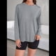 thumbnail image 4 of Camisetas de Larga Extragrandes para Mujer 2025, Camisetas Básicas de Cuello Redondo, Tops de Otoño, Ropa Informal de Entrenamiento Y2K Gris Plata S, 4 of 9