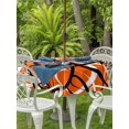 thumbnail image 2 of Outdoor Tablecloth with Umbrella Hole and Zipper, Orange Geometric Round Table Cloth 54 Inch Waterproof Tablecloth, Black White Striped Abstract Lines Art Picnic Table Cover for Patio Camping, 2 of 7