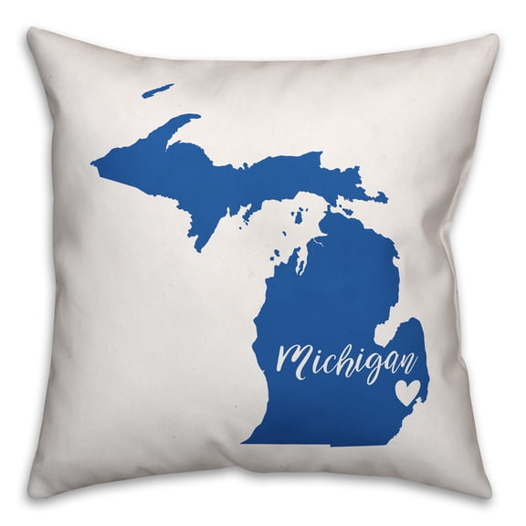Creative Products Blue and White Michigan Pride 16x16 Spun Poly Pillow