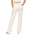 thumbnail image 3 of Cali1850 Women's Casual Linen Pants 32" Inseam Oceanside Drawstring Smocked Waist Lounge Beach Pants with Pockets, 3 of 6