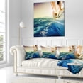 thumbnail image 3 of Designart Sepia toned Yacht Sailing in Sea - Seashore Throw Pillow - 18x18, 3 of 5