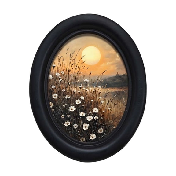 Fareti Solid Wood Oval Picture Frame, Vintage Black Wall Art Decor for Living Room Bedroom, for Tabletop or Hanging Display