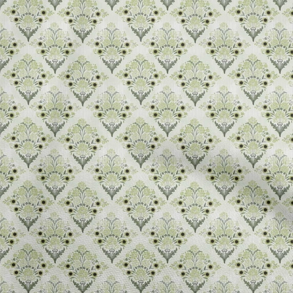 oneOone Cotton Flex Light Green Fabric Asian Block Floral Dress Material Fabric Print Fabric By The Yard 40 Inch Wide