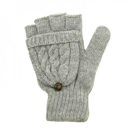 

JANDEL Winter Knitted Convertible Fingerless Gloves Wool Mittens Warm Mitten Glove for Women and Men