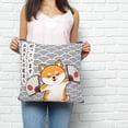 thumbnail image 3 of Throw Pillow Covers 18x18 Inch, Japanese Cute Dogs Decorative Pillow Cases for Couch Sofa Bed, Navy Blue Modern Abstract Waves Cotton Linen Square Home Decor Pillowcases with Hidden Zipper, 3 of 7