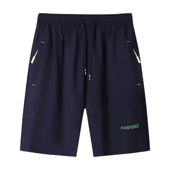 Men's Quick Dry Athletic Shorts Drawstring Running Short Pants with Zipper Pocket Loose Straight Casual Shorts Summer Beach Outdoor Short Bottoms Swimming Jogging Vacation