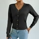 thumbnail image 1 of Suéter de cuello en V para mujer, suéter de punto de color liso con cuello en V, cárdigan con botones, blusa para mujer, 1 of 8
