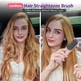 thumbnail image 4 of Foldable Mirror Brush Mini Portable Travel Cordless Negative Ionic Hair Straightener Brush and Curler 2 in 1 - Hot Comb Pink, 4 of 9