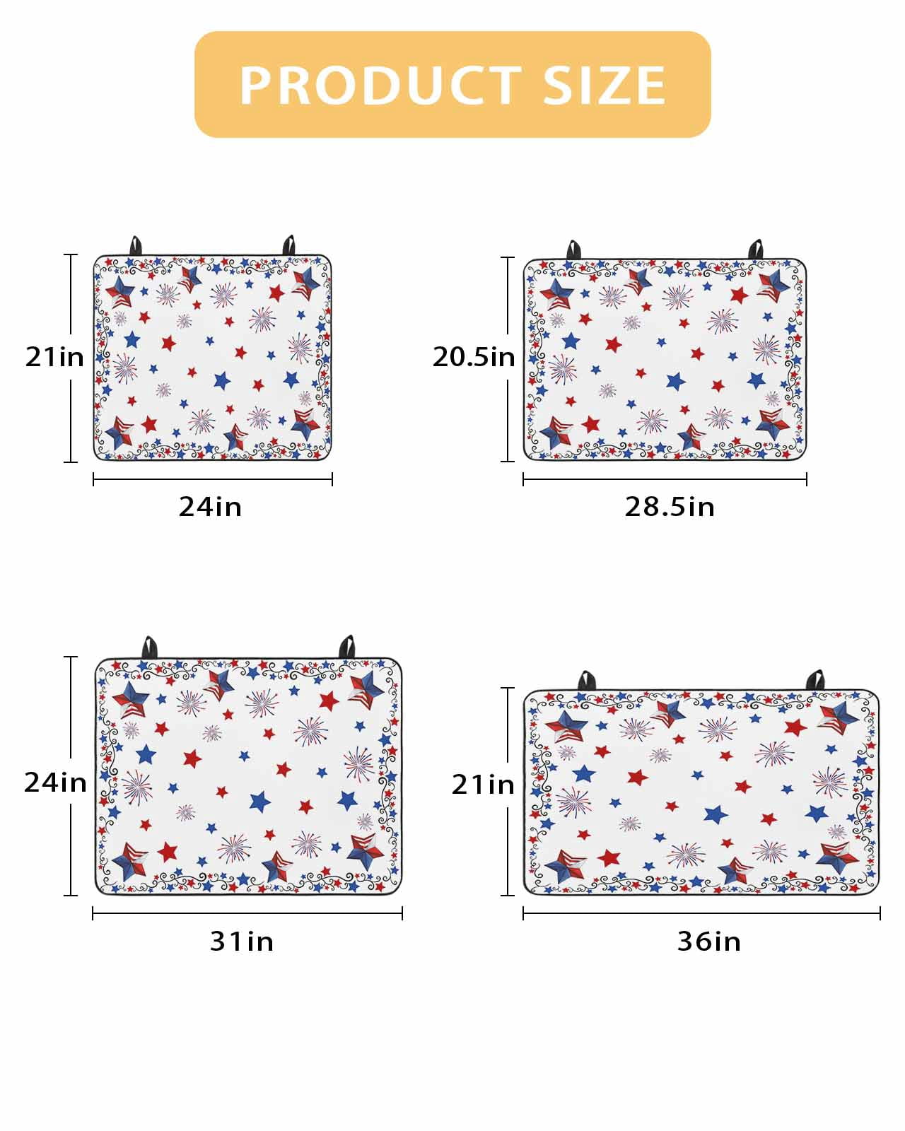 Large Induction Cooktop Protector Mat Independence Day Stove Top Covers for Electric Stove, 4th of July Blue Red Star Fireworks Decorative Stove Burner Cover Mats, Glass Top Stove Cover