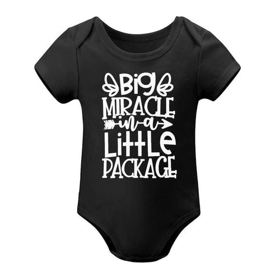 Big Miracle In A Little Package - Baby Clothes - Funny Newborn Bodysuit Outfits for Boys And Girls Black-style 9months