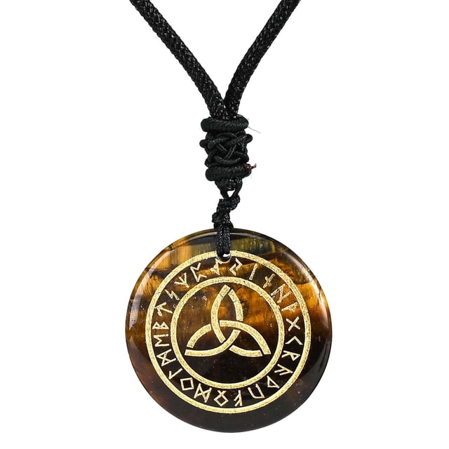 Colgante de triquetra antiguo Yuyangstore Collar con COLGANTE de Joyería talladas lisas Negro Amarillo