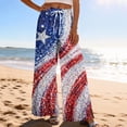 thumbnail image 2 of USA Anniversary 250 Womens Workout Pants United States American Flag Print Elastic High Waist Lounge Pants Slit Baggy Wide Leg Loose Fit Soft Pants, #01 Wine, XXL, 2 of 5