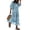 Sky Blue, variant on Women Fashion Dress Boho Print V Neck Strap Loose Half Sleeve Long Casual Holiday Dress Blue M