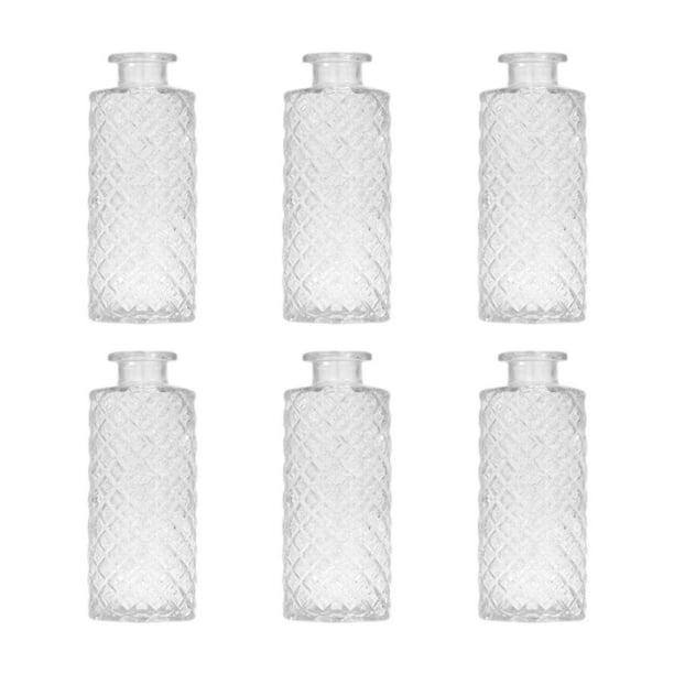 6 jarrones de cristal con forma de capullo, contenedores decorativos para plantas, adornos, mini jarrones de flores para Transparente