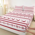 thumbnail image 3 of Homewish Cute Christmas Reindeer Twin Sheet Sets,Merry Xmas Twin Fitted Sheet,White Red 03 For Girls Teens,Microfiber Bedroom Decor,3 Pieces, 3 of 7
